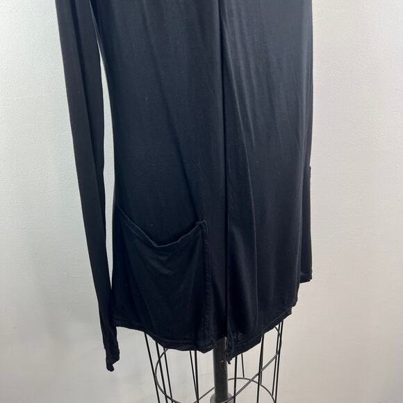 Hard Tail Black Top Boat Neck Asymmetrical Loose Fit Long Sleeve Size Medium M - Picture 6 of 8